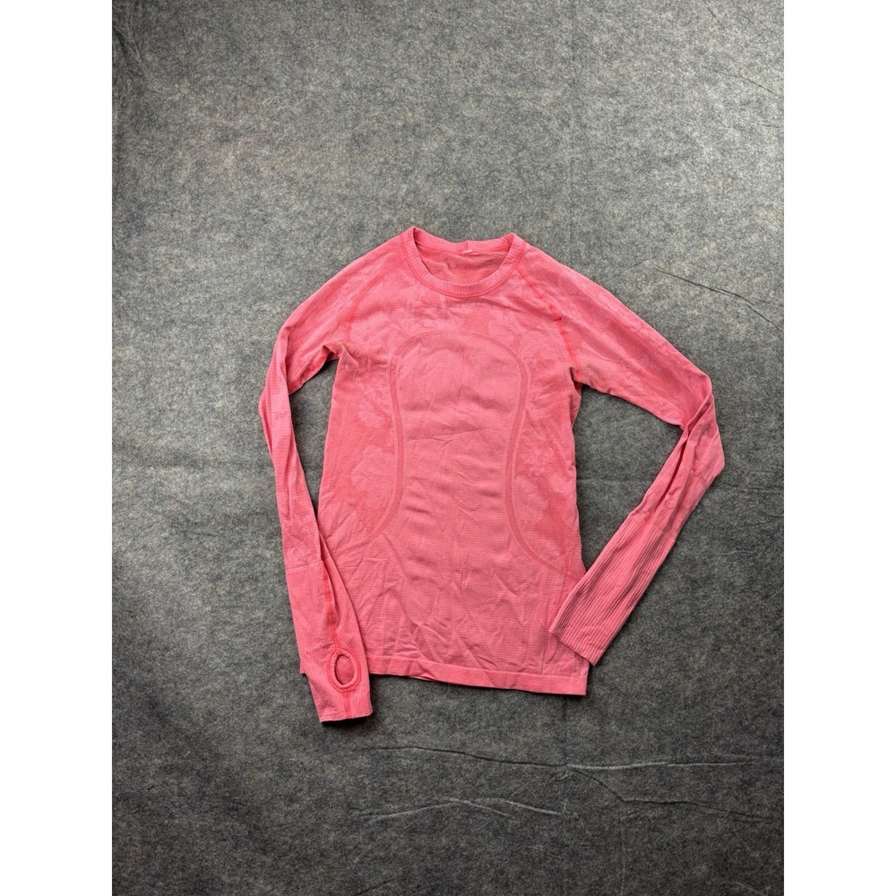 Lululemon Heathered‎ Neon Pink Swiftly Tech Long Sleeve Crew Womens Size 6